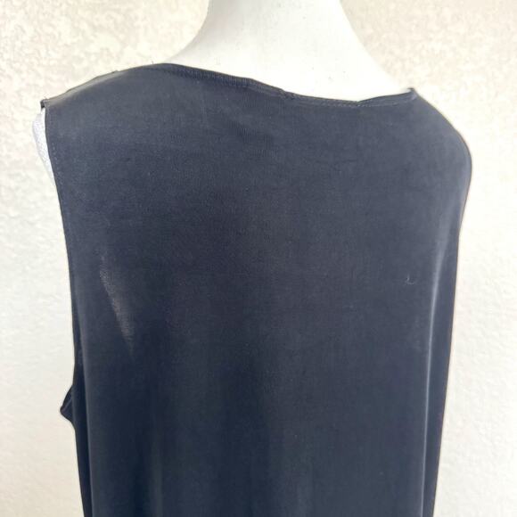 Chico's Travelers Size 3 Dress Solid Black Sleeveless Stretch Slinky Tank Sheath - Picture 5 of 12